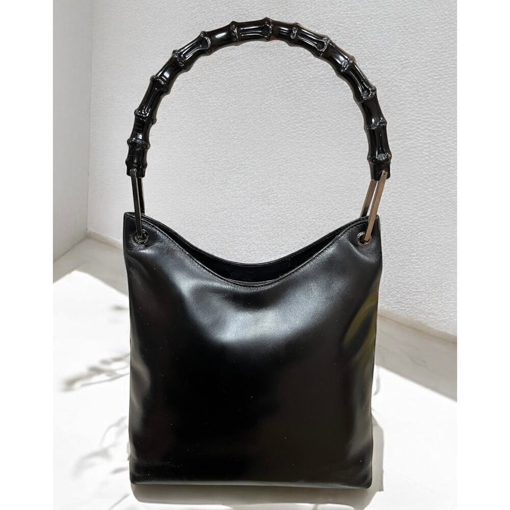 Vintage GUCCI 000 – 3007 Bamboo Top Handle Leather Shoulder Bag - Picture 2 of 14